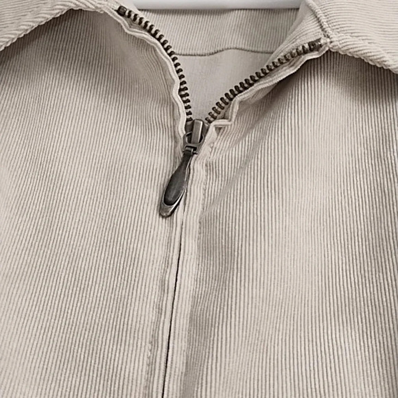 CJ Banks 2X Soft Fine Waled Corduroy Jacket Pockets Lightweight Cream/Tan Zip-up - Picture 8 of 10